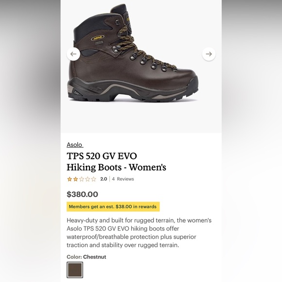 Asolo TPS 520 Women’s Brown Leather Hiking Boots - Size 7 - Picture 1 of 14